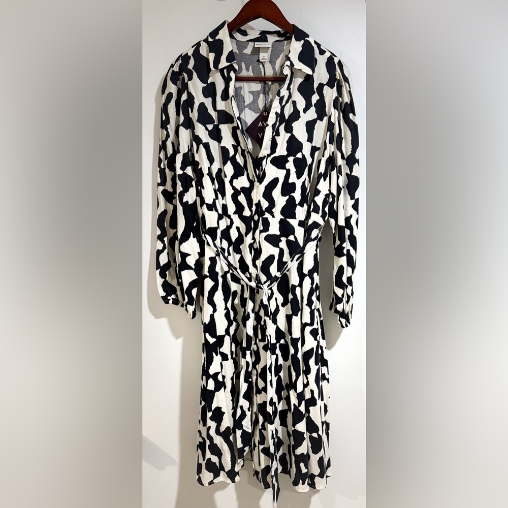 Ava & Viv Black and White Long Sleeve Wrap Dress